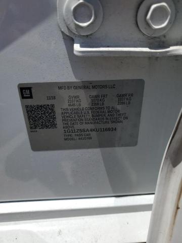 1G11Z5SA4KU116934 - 2019 CHEVROLET IMPALA LT WHITE photo 12