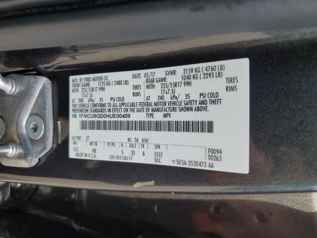 1FMCU9GD0HUE00459 - 2017 FORD ESCAPE SE CHARCOAL photo 14