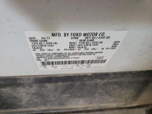 1FM5K8AR9HGC77997 - 2017 FORD EXPLORER POLICE INTERCEPTOR 白色 照片 13