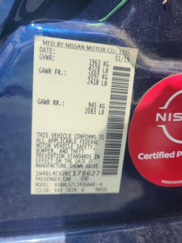 1N4BL4CV2KC178627 - 2019 NISSAN ALTIMA SR 蓝色 照片 13