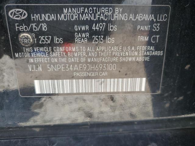 5NPE34AF9JH693100 - 2018 HYUNDAI SONATA SPORT შავი ფოტო 12