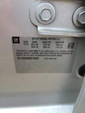 1G11C5SA8DU150301 - 2013 CHEVROLET MALIBU 1LT SILVER photo 12