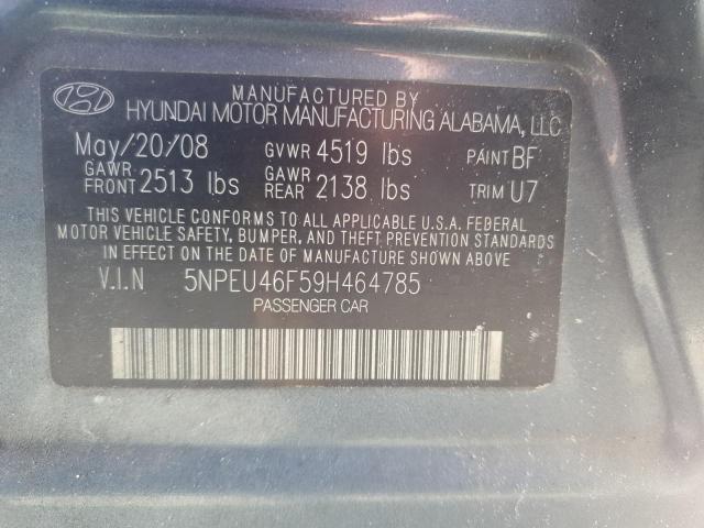 5NPEU46F59H464785 - 2009 HYUNDAI SONATA SE BLUE photo 13