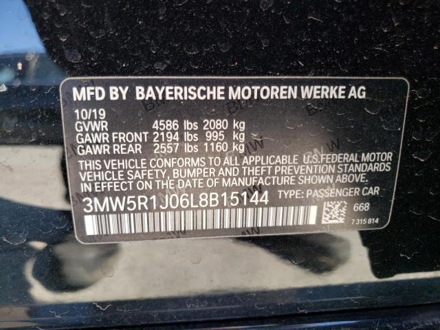 3MW5R1J06L8B15144 - 2020 BMW 330I BLACK photo 12