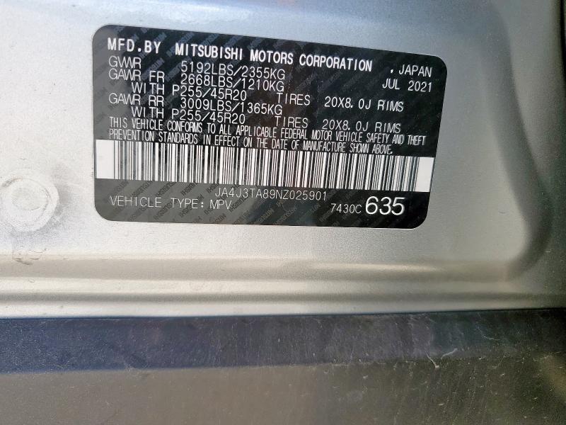 JA4J3TA89NZ025901 - 2022 MITSUBISHI OUTLANDER ES ვერცხლისფერი ფოტო 13