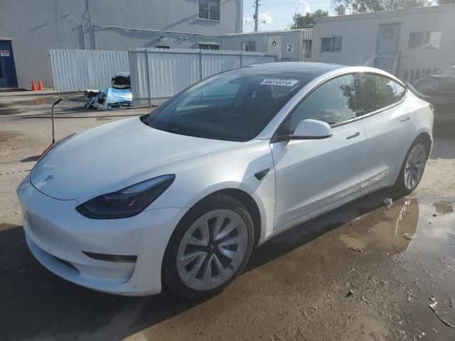 5YJ3E1EA2NF370512 - 2022 TESLA MODEL 3 WHITE photo 1