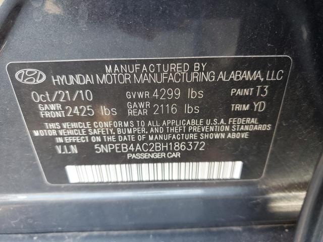 5NPEB4AC2BH186372 - 2011 HYUNDAI SONATA GLS BLUE photo 12