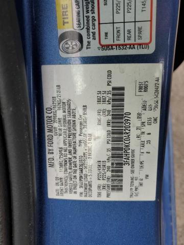 3FAHP0KC0AR203970 - 2010 FORD FUSION SPORT BLUE photo 12