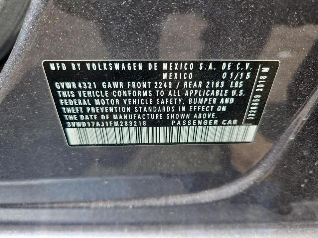 3VWD17AJ1FM283218 - 2015 VOLKSWAGEN JETTA SE 灰色 照片 12