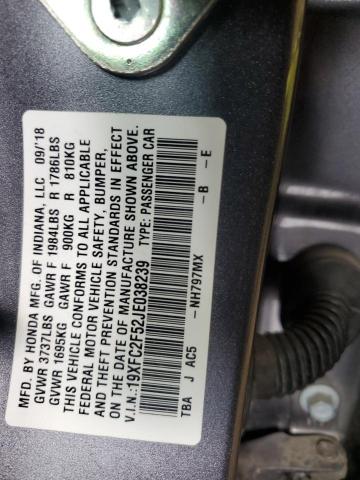 19XFC2F52JE038239 - 2018 HONDA CIVIC LX GRAY photo 12