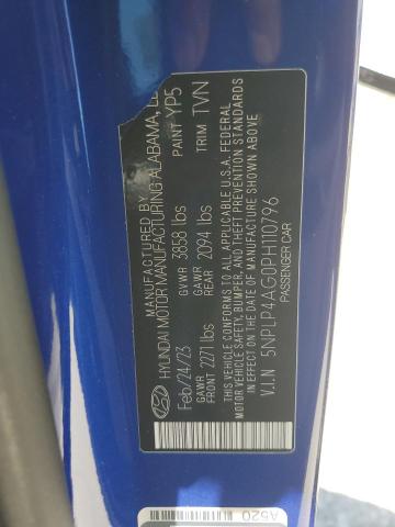 5NPLP4AG0PH110796 - 2023 HYUNDAI ELANTRA LIMITED BLUE photo 13