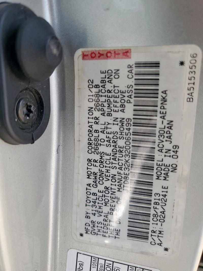 JTDBE32K320065499 - 2002 TOYOTA CAMRY LE 银色 照片 12