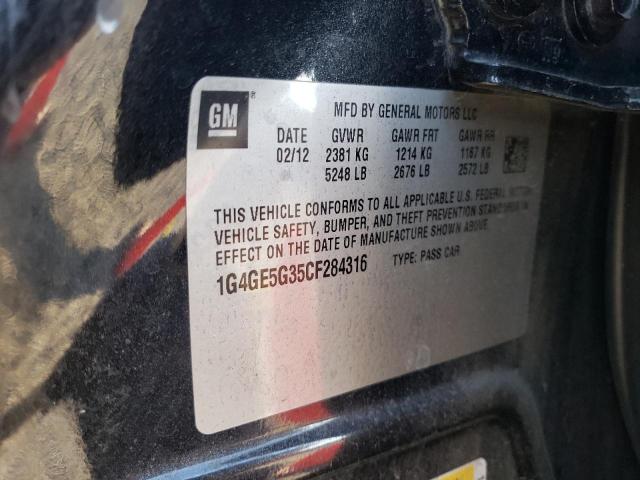 1G4GE5G35CF284316 - 2012 BUICK LACROSSE PREMIUM შავი ფოტო 12