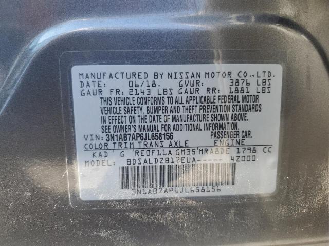3N1AB7AP6JL658156 - 2018 NISSAN SENTRA S GRAY photo 12