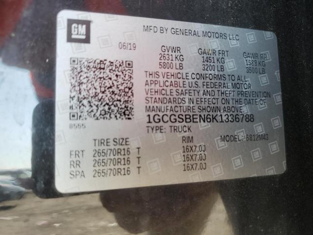 1GCGSBEN6K1336788 - 2019 CHEVROLET COLORADO Schwarz Foto 12