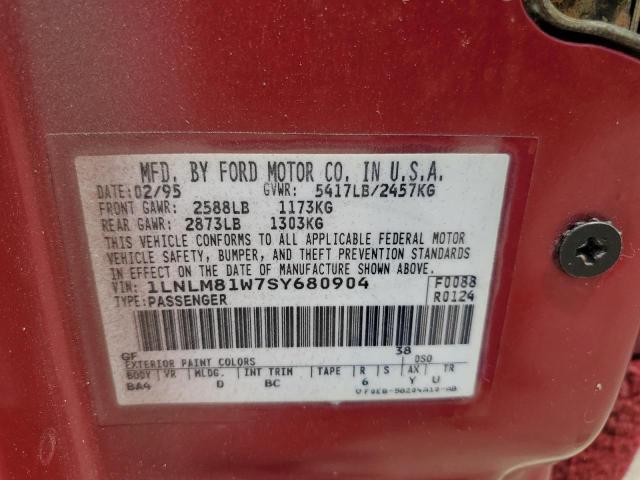 1LNLM81W7SY680904 - 1995 LINCOLN TOWN CAR EXECUTIVE Կարմիր լուսանկար 13