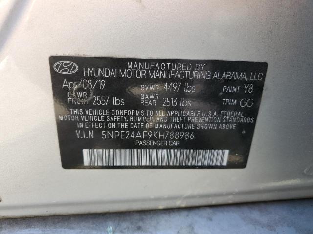 5NPE24AF9KH788986 - 2019 HYUNDAI SONATA SE WHITE photo 10