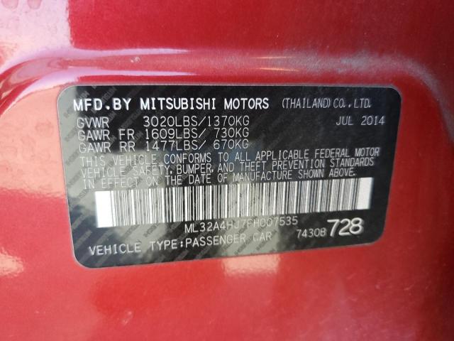 ML32A4HJ7FH007535 - 2015 MITSUBISHI MIRAGE ES RED photo 12