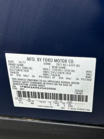 1FM5K8AR9JG20506 - 2018 FORD EXPLORER POLICE INTERCEPTOR 蓝色 照片 10