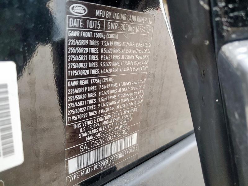 SALGS2KF6GA259921 - 2016 LAND ROVER RANGE ROVE HSE BLACK photo 13