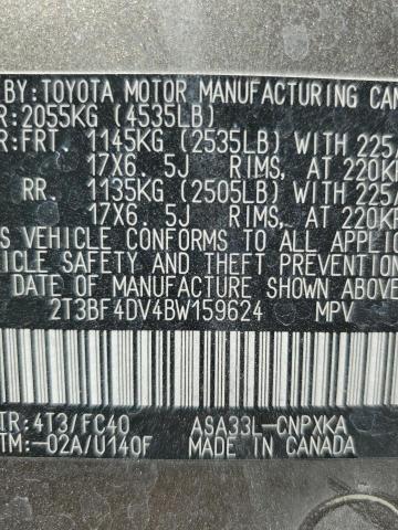 2T3BF4DV4BW159624 - 2011 TOYOTA RAV4 GRAY photo 13