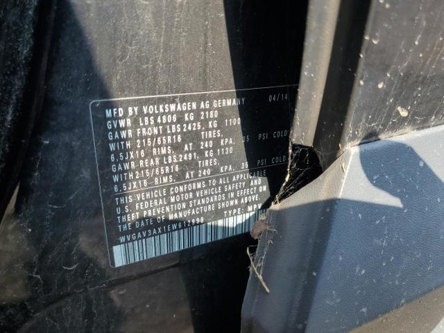 WVGAV3AX1EW612999 - 2014 VOLKSWAGEN TIGUAN S BLACK photo 13