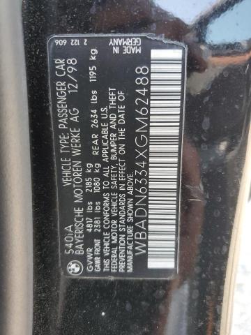 WBADN6334XGM62488 - 1999 BMW 540 I AUTOMATIC BLACK photo 12