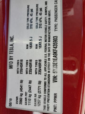 5YJ3E1EA9KF435903 - 2019 TESLA MODEL 3 红色 照片 13