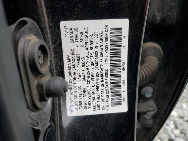 2HGFC2F5XJH510838 - 2018 HONDA CIVIC LX BLACK photo 13