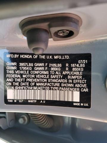 SHHFK7H41MU427133 - 2021 HONDA CIVIC SPORT 灰色 照片 13