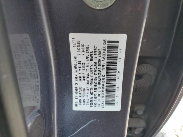 1HGCR3F96GA006983 - 2016 HONDA ACCORD TOURING GRAY photo 12