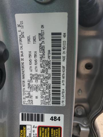 3TMCZ5AN6NM470063 - 2022 TOYOTA TACOMA DOUBLE CAB SILVER photo 12