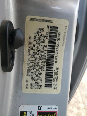 5YFBU4EE6DP213135 - 2013 TOYOTA COROLLA BASE Сріблястий фото 12