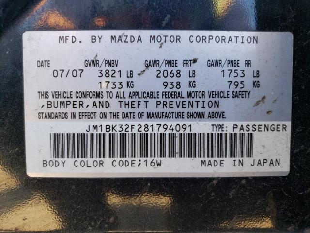 JM1BK32F281794091 - 2008 MAZDA 3 I BLACK photo 12