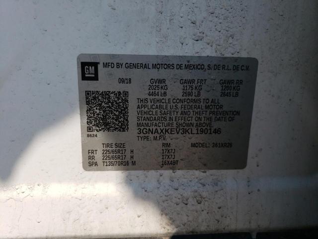 3GNAXKEV3KL190146 - 2019 CHEVROLET EQUINOX LT 白色 照片 14