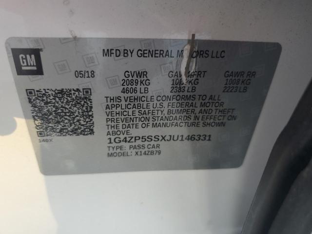 1G4ZP5SSXJU146331 - 2018 BUICK LACROSSE ESSENCE თეთრი ფოტო 12