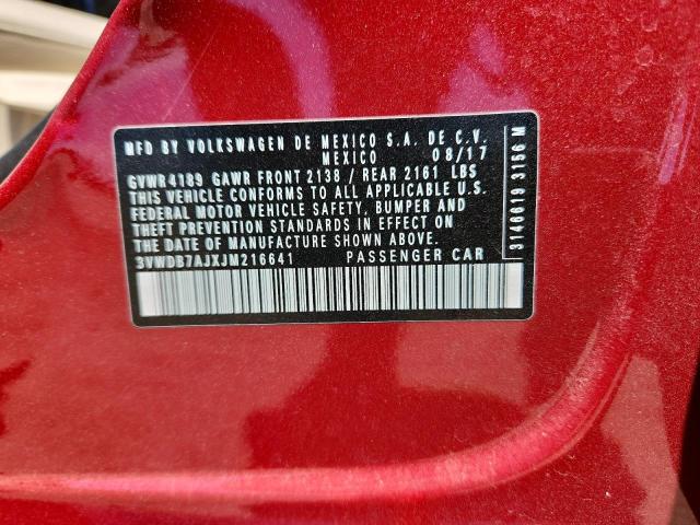 3VWDB7AJXJM216641 - 2018 VOLKSWAGEN JETTA SE RED photo 12