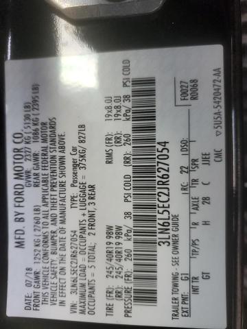 3LN6L5EC2JR627054 - 2018 LINCOLN MKZ RESERVE შავი ფოტო 12