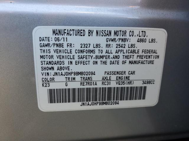 JN1AJ0HP9BM802094 - 2011 INFINITI EX35 BASE SILVER photo 13