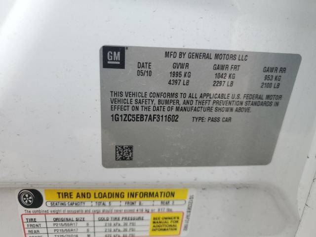 1G1ZC5EB7AF311602 - 2010 CHEVROLET MALIBU 1LT WHITE photo 12