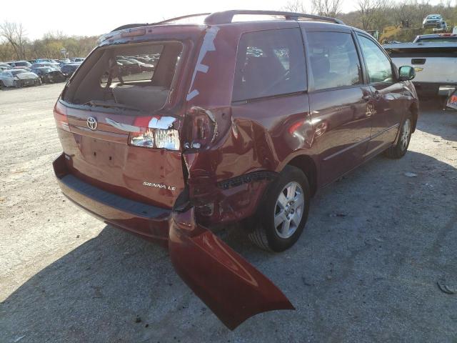 5TDZA23C34S184570 - 2004 TOYOTA SIENNA LE CE BURGUNDY photo 4