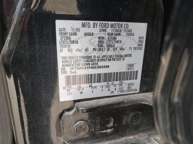 1FTWW31P46EB85588 - 2006 FORD F350 SRW SUPER DUTY BLACK photo 12