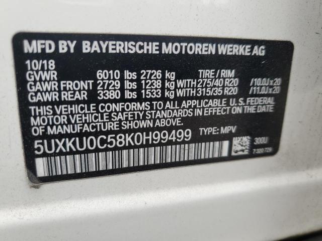 5UXKU0C58K0H99499 - 2019 BMW X6 SDRIVE35I WHITE photo 13