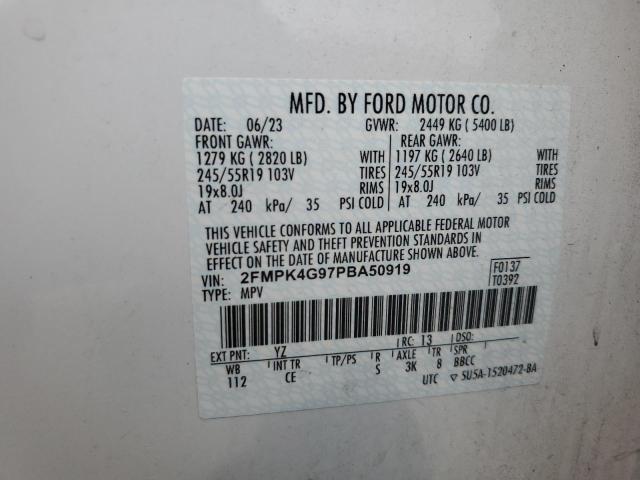2FMPK4G97PBA50919 - 2023 FORD EDGE SE WHITE photo 13