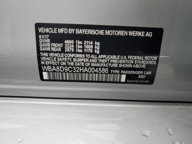 WBA8D9C32HA004586 - 2017 BMW 330 XI SILVER photo 12