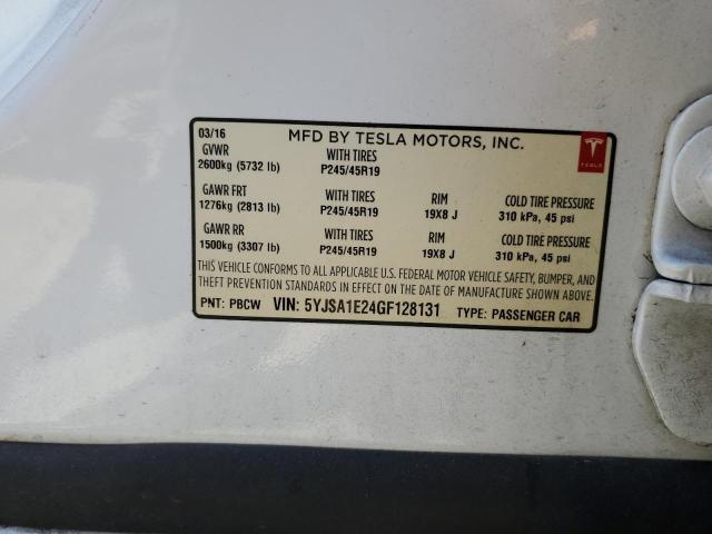 5YJSA1E24GF128131 - 2016 TESLA MODEL S WHITE photo 13