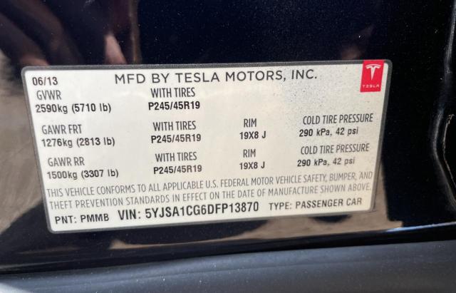 5YJSA1CG6DFP13870 - 2013 TESLA MODEL S Կապույտ լուսանկար 10