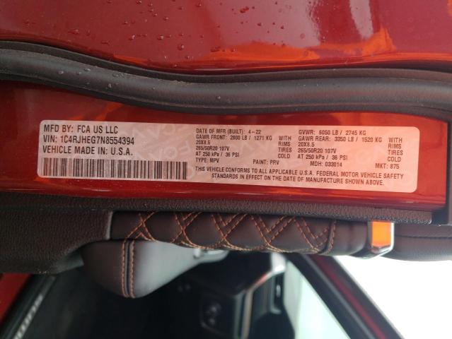 1C4RJHEG7N8554394 - 2022 JEEP GRAND CHER SUMMIT Bordo foto 14