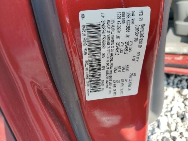 2A4GP54L47R297022 - 2007 CHRYSLER TOWN & COU TOURING წითელი ფოტო 13