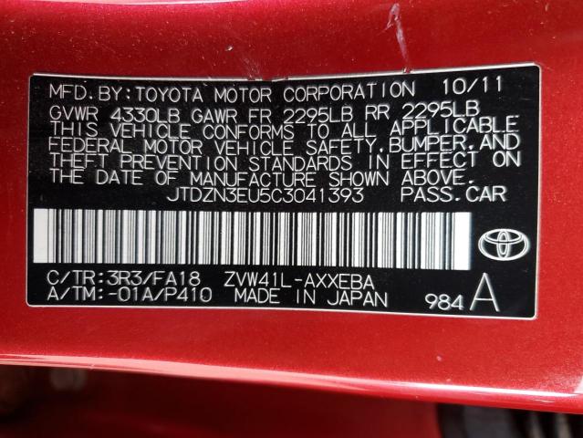 JTDZN3EU5C3041393 - 2012 TOYOTA PRIUS V RED photo 12